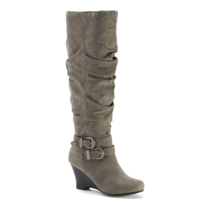 So&reg; Limousine Women's Tall Wedge Boots, Size: 7.5, Med Grey