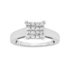 Platilite 1/2 Carat T.w. Diamond Square Cluster Engagement Ring, Women's, Size: 7, White