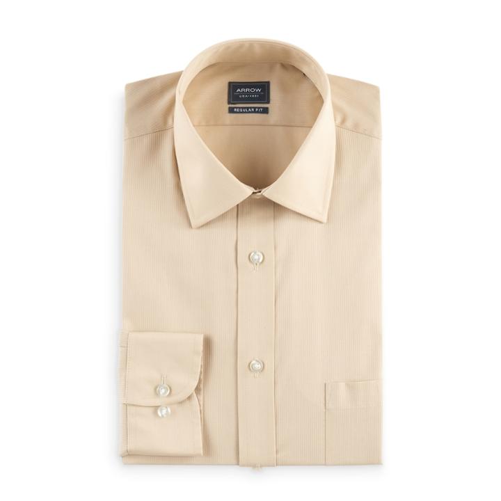 Big & Tall Arrow Solid Textured Dress Shirt, Men's, Size: 17 37/8t, Med Beige