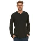 Men's Jockey Sueded Jersey V-neck Long Sleeve Sleep Shirt, Size: Small, Black