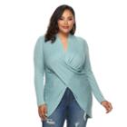 Plus Size Jennifer Lopez Crossover Lurex Sweater Tunic, Women's, Size: 3xl, Med Blue