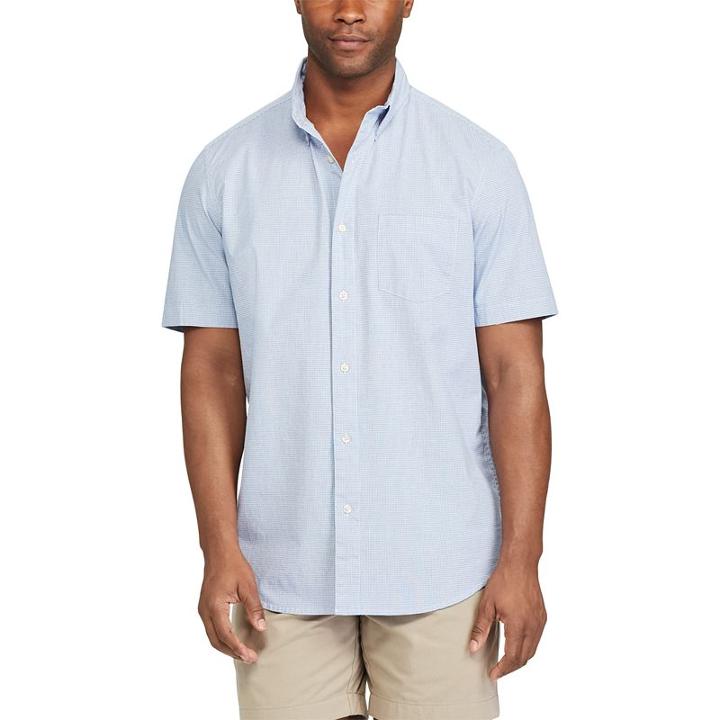 Men's Chaps Classic-fit Stretch Poplin Button-down Shirt, Size: Medium, Blue