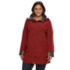 Plus Size Gallery Hooded Lined Rain Jacket, Women's, Size: 3xl, Red
