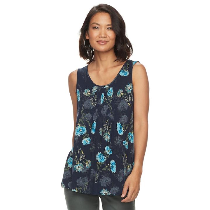 Women's Croft & Barrow&reg; Print Scoopneck Tank, Size: Xs, Blue