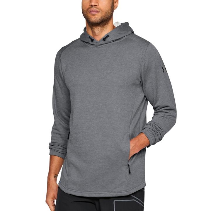 Men's Under Armour French Terry Tech Hoodie, Size: Large, Med Grey