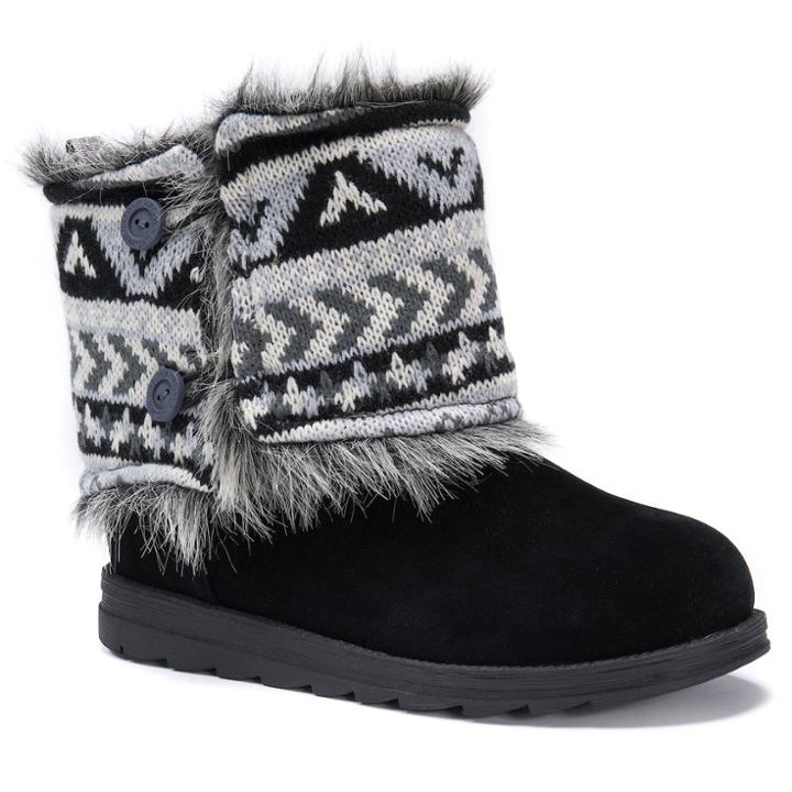 Muk Luks Reverse Patti Women's Water Resistant Winter Boots, Size: 7, Black