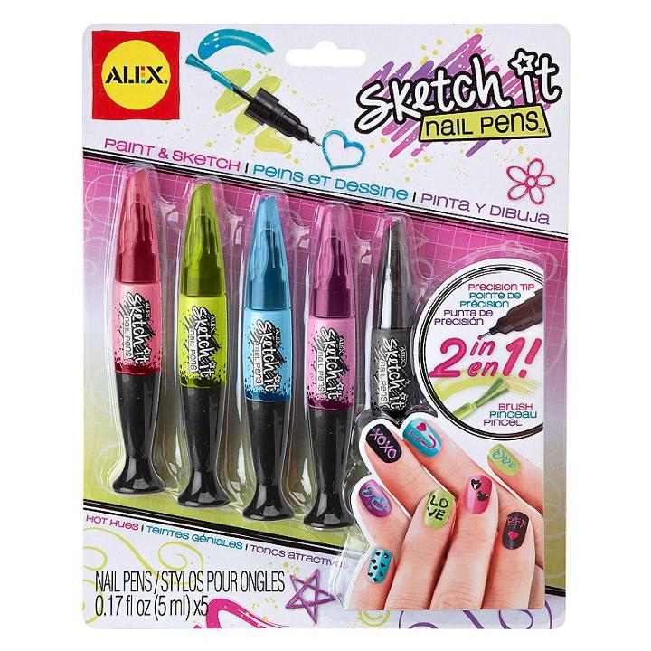 Alex Hot Hues Sketch It Nail Pens, Multicolor