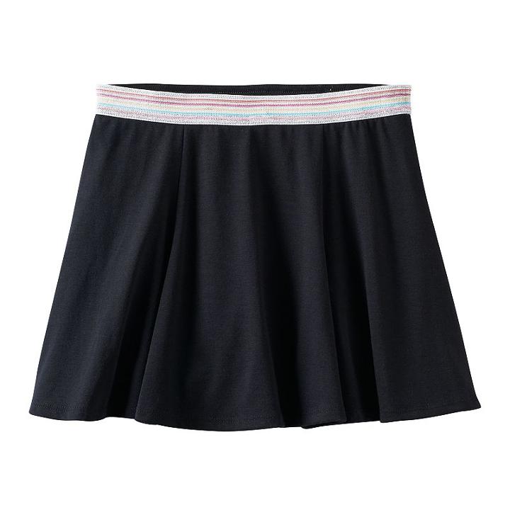 Girls 7-16 & Plus Size So&reg; Shiny Patterned Skater Skort, Girl's, Size: M/10, Black