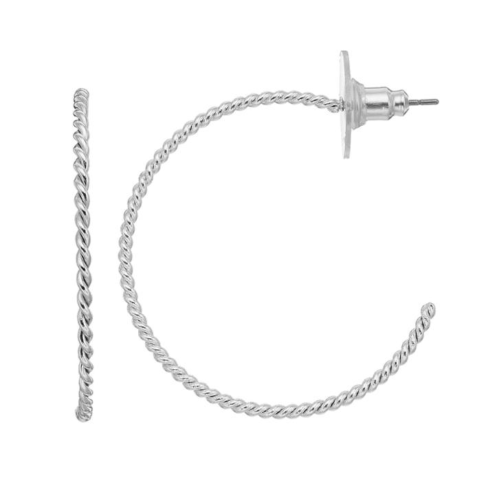 Lc Lauren Conrad Braided Nickel Free Hoop Earrings, Women's, Silver