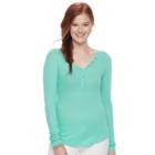 Juniors' So&reg; Solid Henley Top, Teens, Size: Large, Med Green