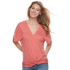 Women's Juicy Couture Dolman Knot-front Tee, Size: Xs, Red