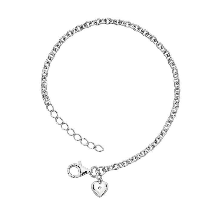 Little Diva Diamonds Sterling Silver Diamond Accent Heart Bracelet - Kids, Girl's, Size: 5.50, White