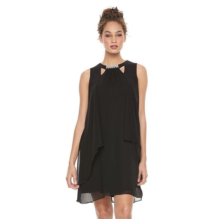 Women's Expo Draped Cutout Shift Dress, Size: 16, Black