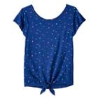 Girls 7-16 So&reg; Print Tie-front Top, Girl's, Size: 10, Dark Blue