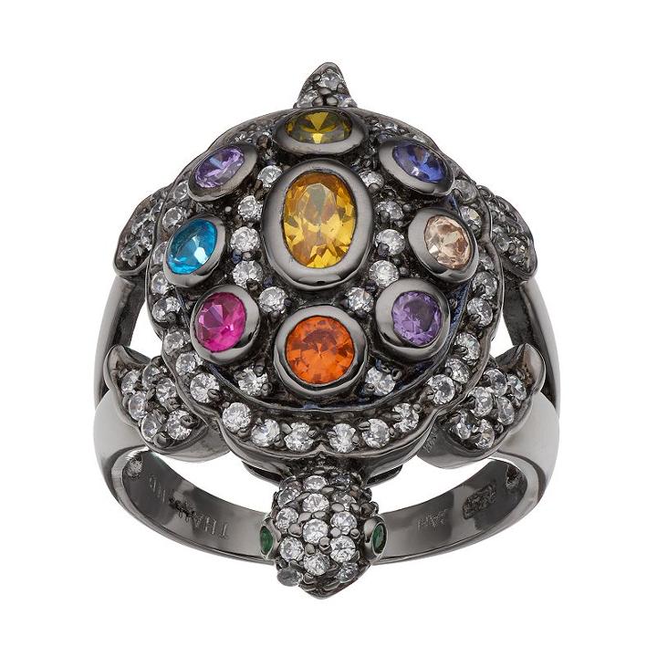 Sophie Miller Sterling Silver Gemstone Turtle Ring, Women's, Size: 7, Multicolor