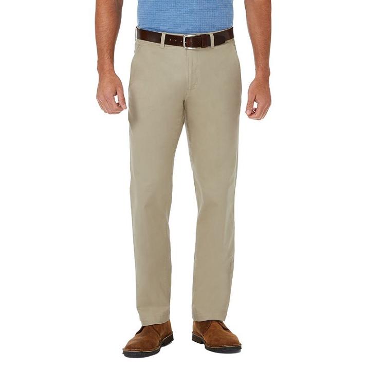 Men's Haggar Coastal Comfort Straight-fit Stretch Flat-front Chino Pants, Size: 36x34, Beige Oth
