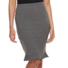 Juniors' Joe B Ruffle Ribbed Pencil Skirt, Teens, Size: Xl, Grey (charcoal)