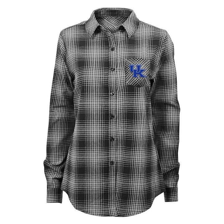 Women's Kentucky Wildcats Dream Plaid Shirt, Size: Large, Black