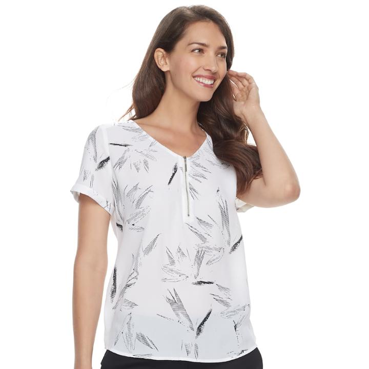 Women's Apt. 9&reg; Zipper Accent Top, Size: Medium, Natural