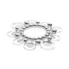 Plus Size Bead & Circle Charm Textured Stretch Bracelet, Women's, Silver