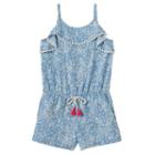 Girls 4-12 Sonoma Goods For Life&trade; Chambray Ruffle Romper, Girl's, Size: 7, Med Blue