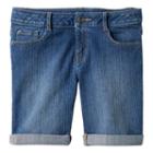 Girls 7-16 & Plus Size So&reg; Cuffed Denim Bermuda Shorts, Girl's, Size: 14 1/2, Dark Blue