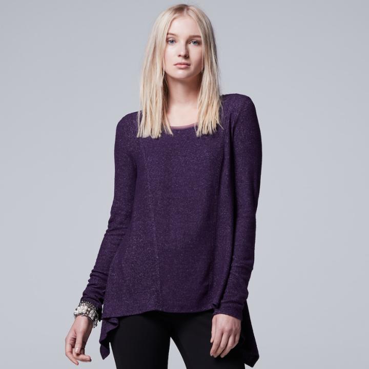Women's Simply Vera Vera Wang High-low Top, Size: Medium, Purple