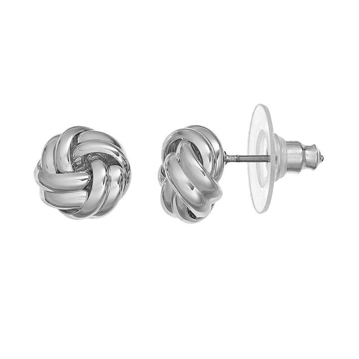 Chaps Love Knot Stud Earrings, Women's, Silver