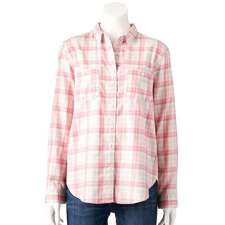 Women's Levi's Workwear Plaid Boyfriend Shirt, Size: Small, Light Red