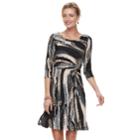 Women's Dana Buchman Printed Knot-front Dress, Size: Large, Dark Beige
