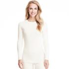 Women's Cuddl Duds Softwear Crewneck Top, Size: Large, Lt Beige