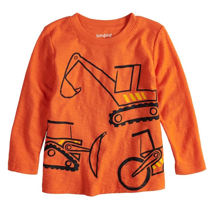 Toddler Boy Jumping Beans&reg; Construction Trucks Slubbed Graphic Tee, Size: 5t, Med Orange