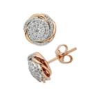 Diamond Splendor 18k Rose Gold Over Silver Crystal Floral Stud Earrings, Women's, White