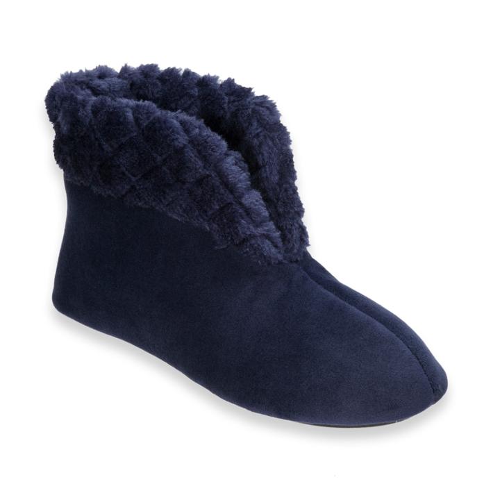 Women's Dearfoams Quilted Cuff Velour Slippers, Size: Small, Blue
