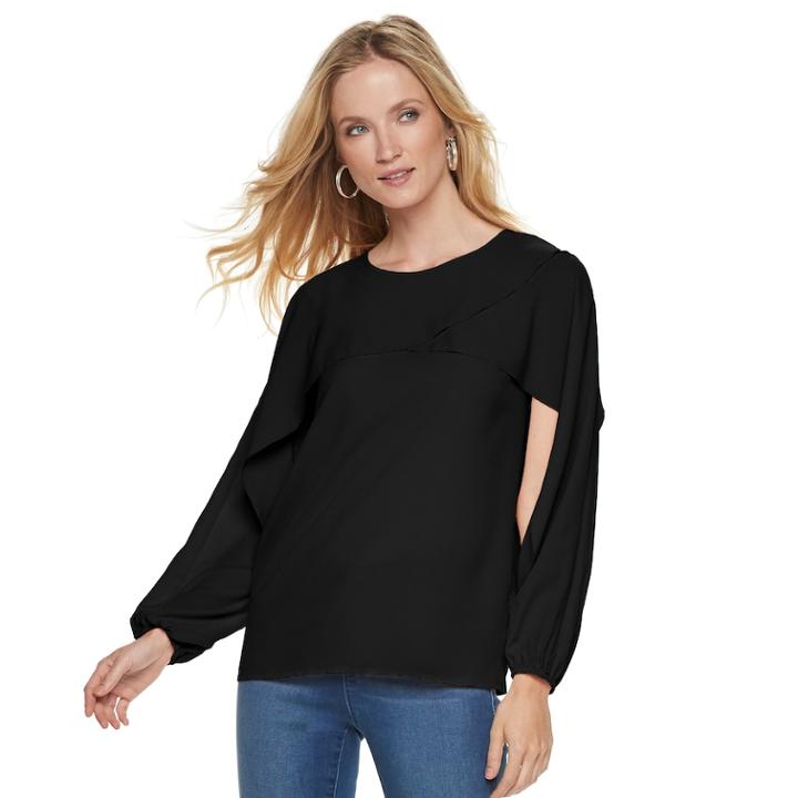 Women's Juicy Couture Layered Crepe Top, Size: Small, Dark Grey