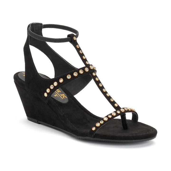 New York Transit Brightest Women's Wedge Sandals, Size: 8.5 Wide, Black