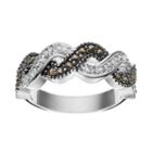 Silver Luxuries Silver-plated Marcasite & Crystal Woven Ring, Women's, Size: 6, Multicolor
