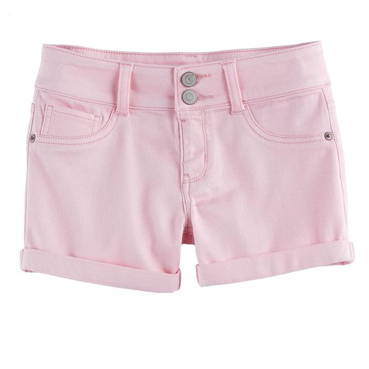 Girls 7-16 So&reg; Softest Shorties Double Button Shorts, Size: 14, Light Pink