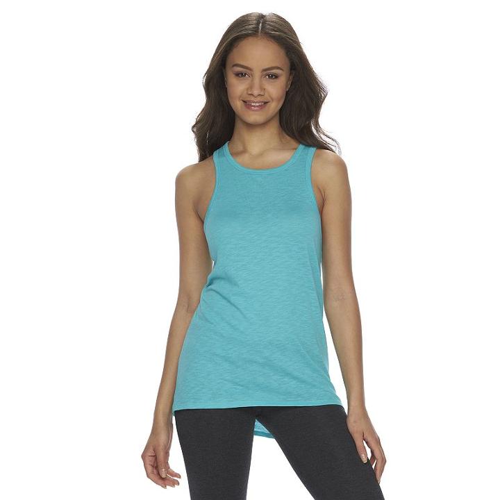 Juniors' So&reg; High Neck Slub Tank Top, Girl's, Size: Small, Turquoise/blue (turq/aqua)