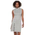 Women's Sharagano Velvet Button Houndstooth Sheath Dress, Size: 12, Black