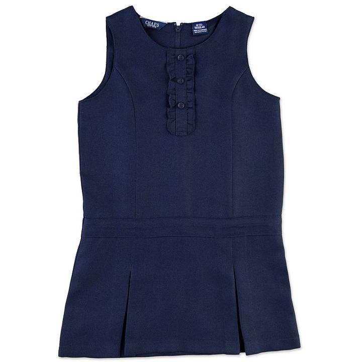 Girls 4-6x Chaps Pleated Ruffled School Uniform Jumper, Girl's, Size: Large, Blue (navy)