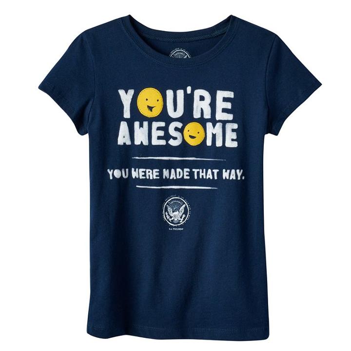 Girls 4-6x Kid President You're Awesome Graphic Tee, Size: Xs, Blue (navy)