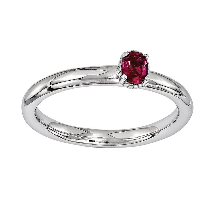Stacks And Stones Sterling Silver Lab-created Ruby Stack Ring, Women's, Size: 10