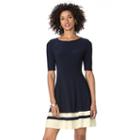 Women's Chaps Striped Fit & Flare Dress, Size: Small, Blue (navy)