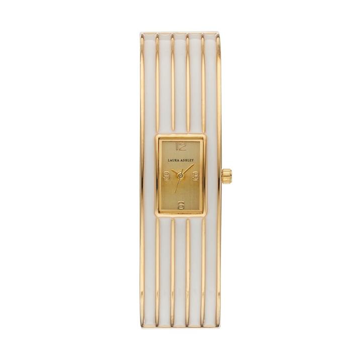 Laura Ashley Women's Striped Cuff Watch, Size: Small, White