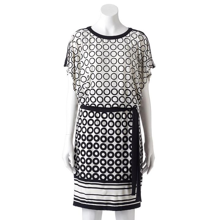 Women's Studio One Circle Blouson Dress, Size: 14, Black