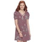 Juniors' Love Fire Cross Front Swing Dress, Teens, Size: Medium, Drk Purple