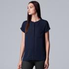 Women's Simply Vera Vera Wang Essential Textured Popover Top, Size: Small, Dark Blue