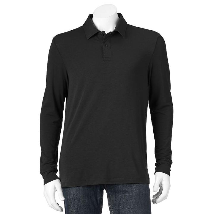 Men's Heat Keep Classic-fit Performance Polo, Size: Large, Black