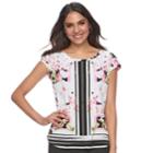 Women's Elle&trade; Printed Crepe Top, Size: Large, Black
